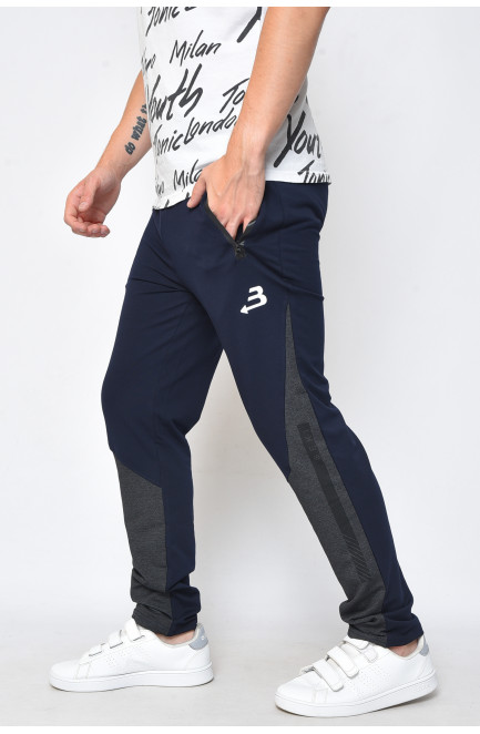 Спортивные штаны мужские темно-синего цвета 162427L