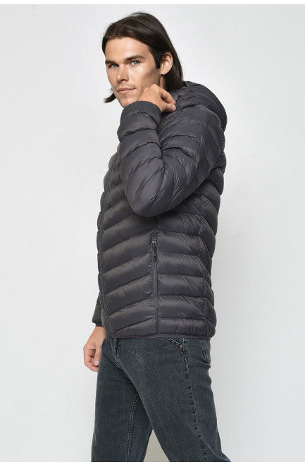 Куртка чоловiча демicезонна темно-сiрого кольору 162581L