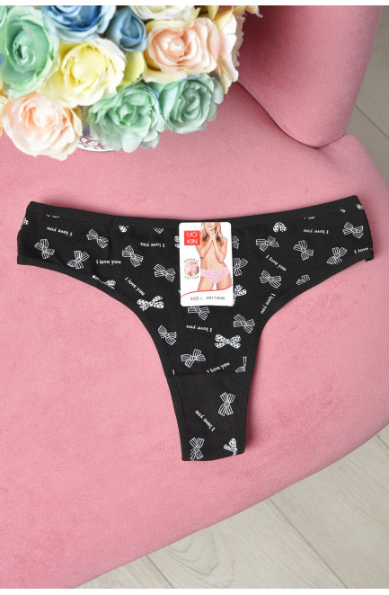 Стринги женские хлопковые черного цвета 162700L