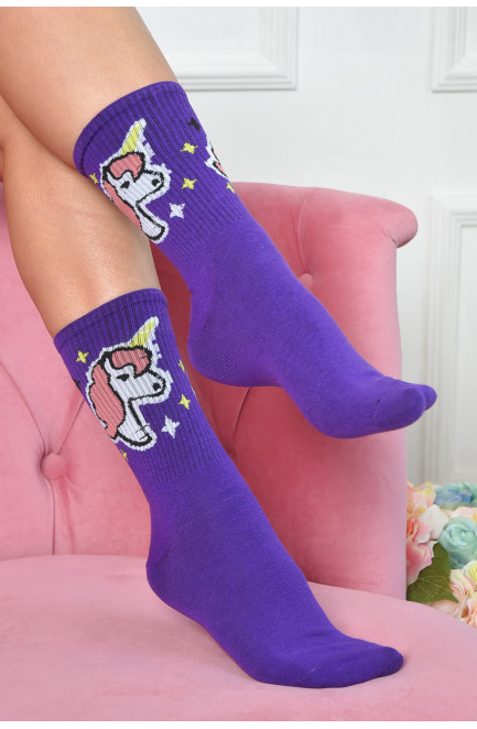 Носки женские высокие фиолетового цвета размер 38-41 163085L