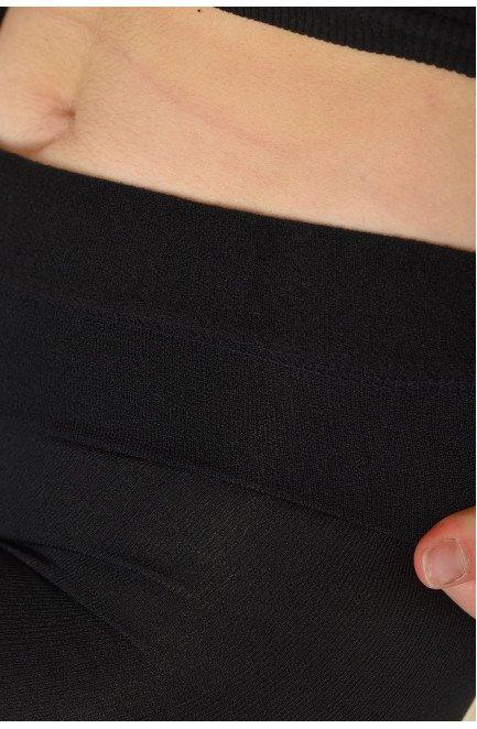 Колготы женские полубатальные на флисе черного цвета размер 5XL 163098L
