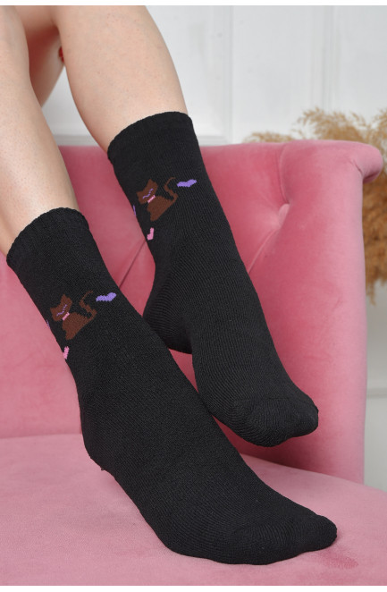 Шкарпетки махрові жіночі чорного кольору розмір 37-42 163527L