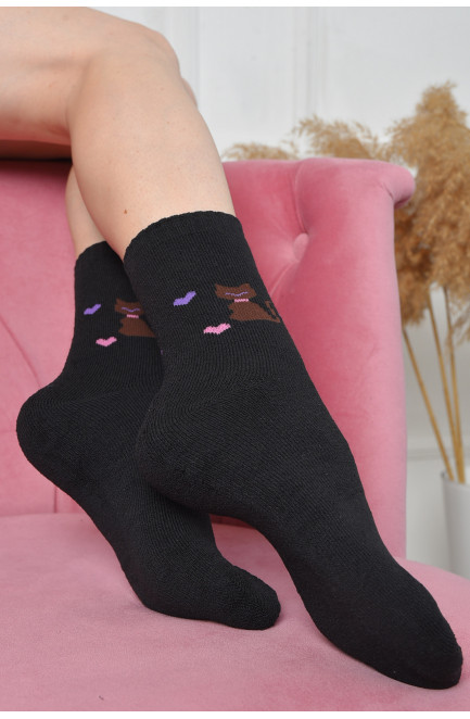 Шкарпетки махрові жіночі чорного кольору розмір 37-42 163527L