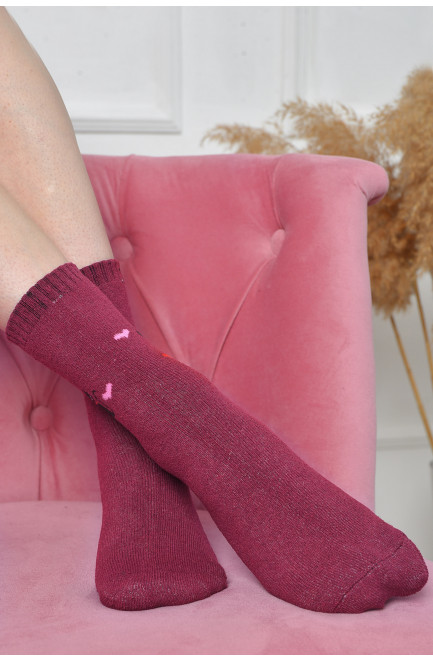 Носки махровые женские бордового цвета размер 37-42 163529L