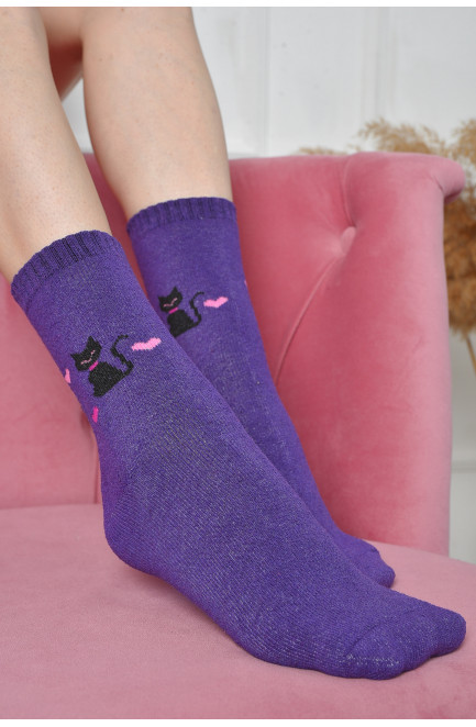 Шкарпетки махрові жіночі фіолетового кольору розмір 37-42 163530L