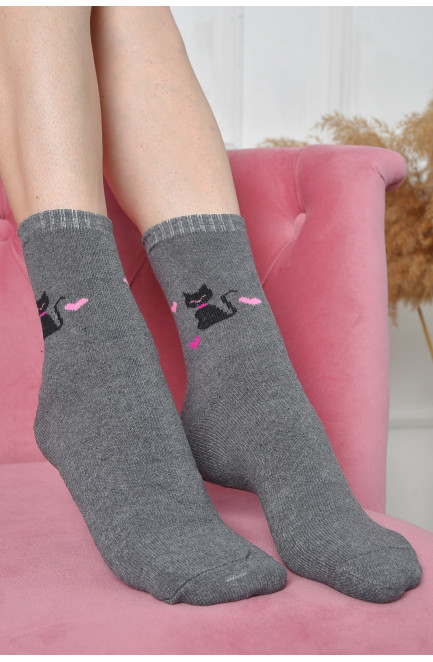Шкарпетки махрові жіночі сірого кольору розмір 37-42 163531L