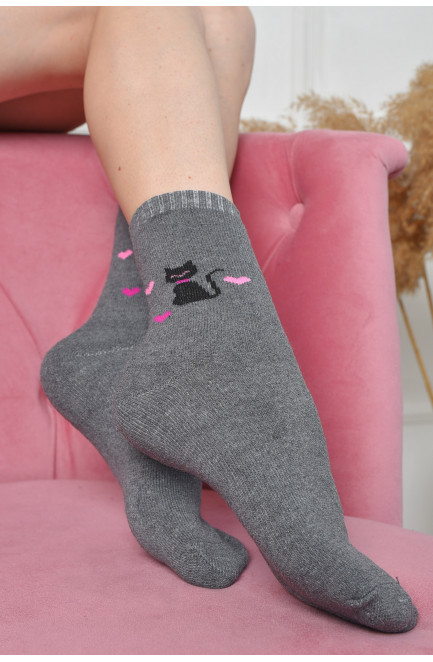 Шкарпетки махрові жіночі сірого кольору розмір 37-42 163531L