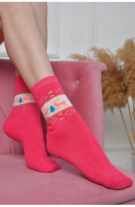 Шкарпетки махрові жіночі рожевого кольору розмір 37-42 163545L