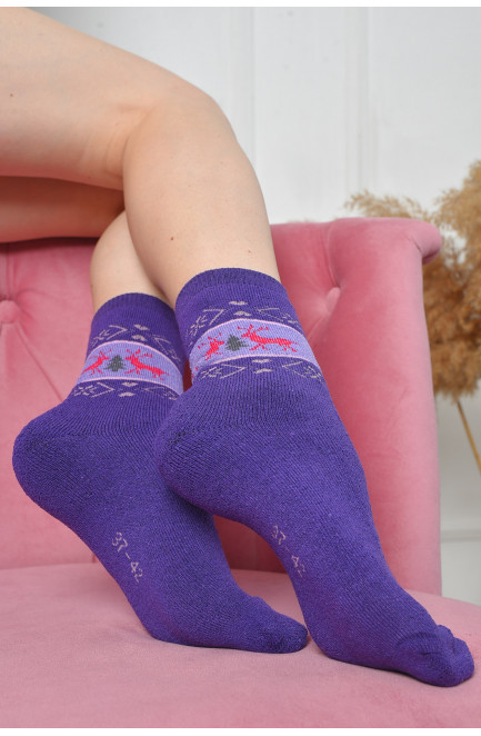 Носки махровые женские фиолетового цвета размер 37-42 163547L
