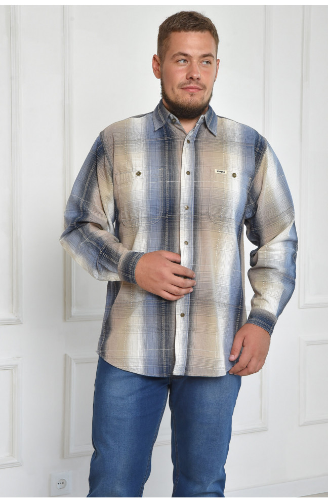 Рубашка мужская сине-бежевого цвета  размер М 163624L