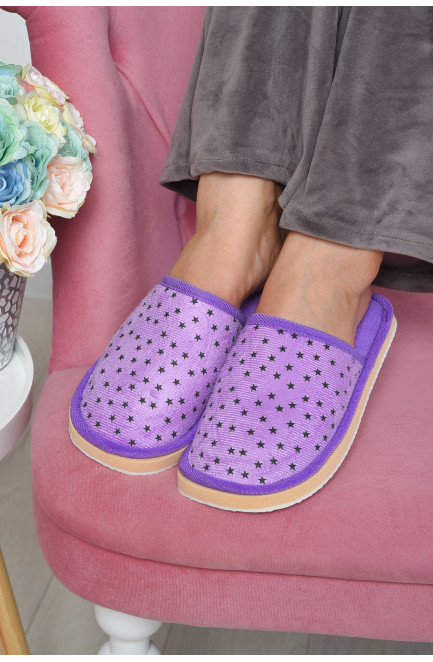 Тапочки домашние женские фиолетового цвета 163647L