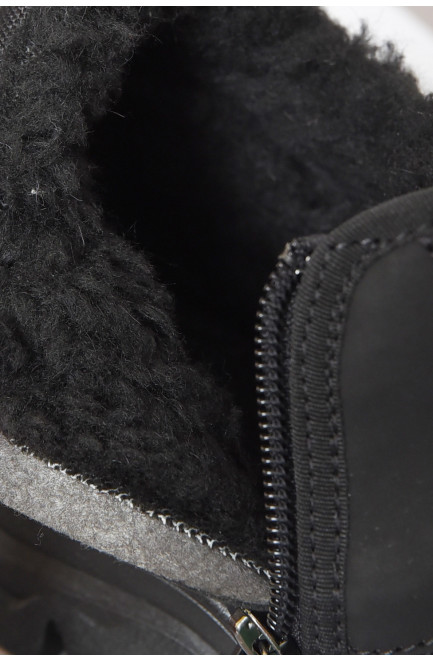 Черевики чоловічі зимові на хутрі чорного кольору 163828L