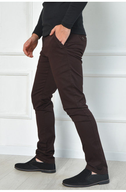 Штаны мужские темно-коричневого цвета 164016L