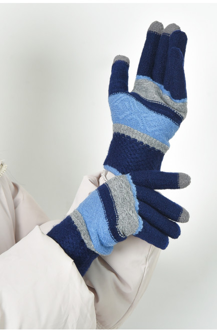 Перчатки женские сенсорные темно-синего цвета 164114L