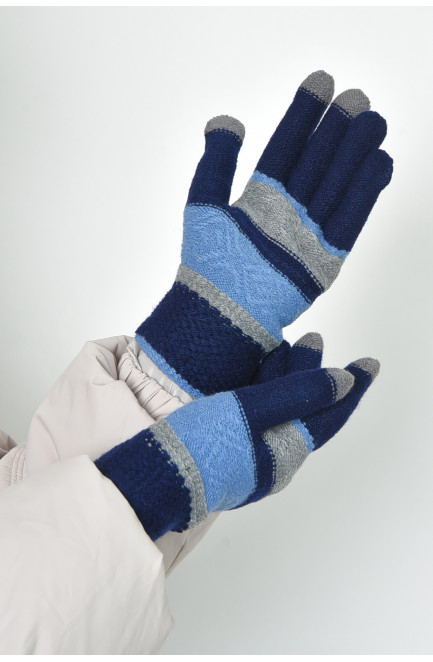 Перчатки женские сенсорные темно-синего цвета 164114L