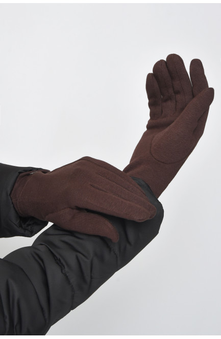 Перчатки женские на меху коричневого цвета размер 8 165059L