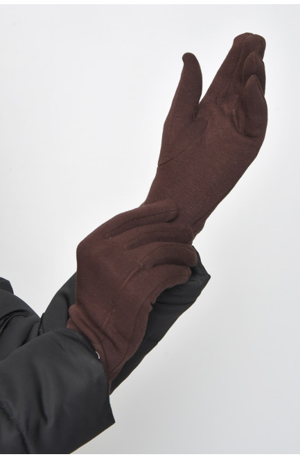 Перчатки женские на меху коричневого цвета размер 8 165059L