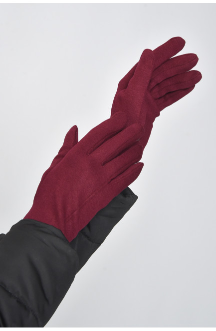 Перчатки женские на меху бордового цвета размер 6,5 165067L
