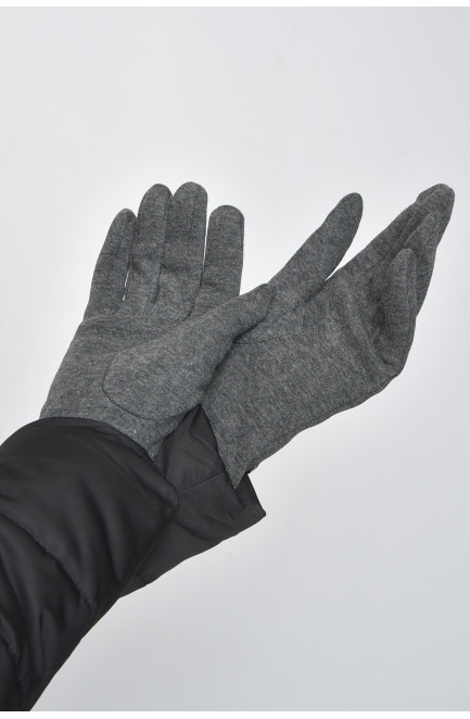 Перчатки женские на меху темно-серого цвета размер 7,5 165070L