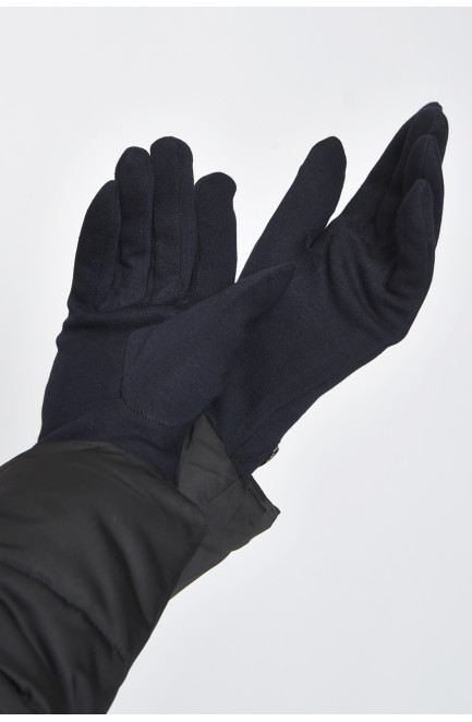 Перчатки женские на меху темно-синего цвета размер 6 165072L