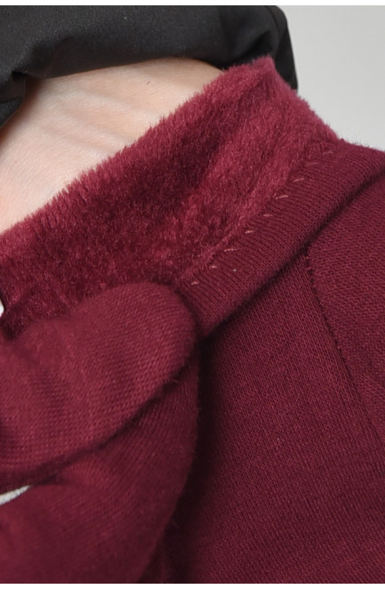 Перчатки женские на меху бордового цвета размер 6,5 165080L