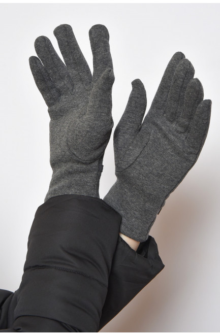Перчатки женские на меху темно-серого цвета размер 7,5 165084L