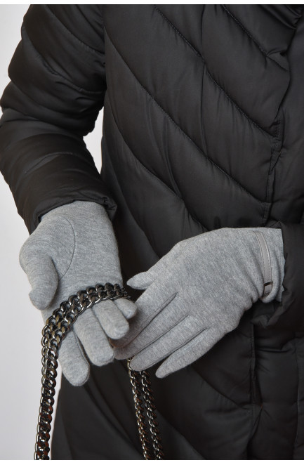 Перчатки женские на меху серого цвета размер 6 165085L