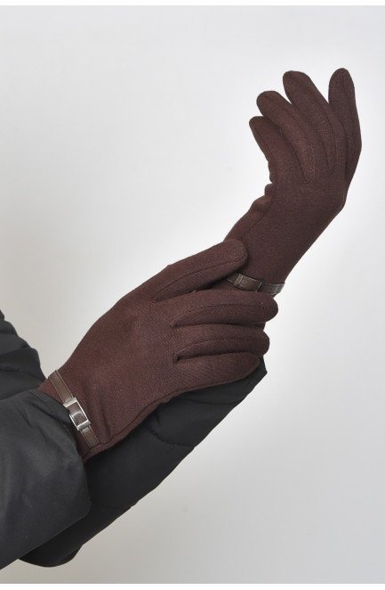 Перчатки женские на меху коричневого цвета размер 8 165087L