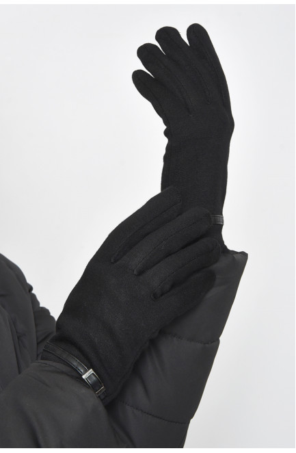 Перчатки женские на меху черного цвета 165090L
