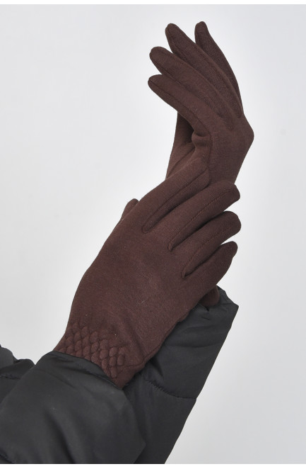 Перчатки женские на меху коричневого цвета размер 8 165092L