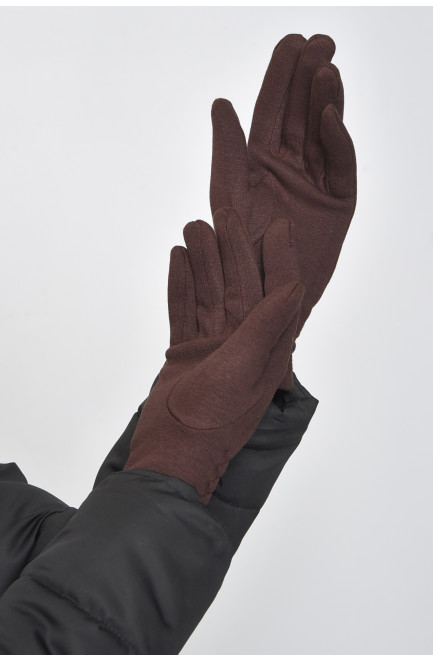 Перчатки женские на меху коричневого цвета размер 8 165092L