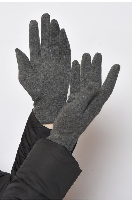 Перчатки женские на меху темно-серого цвета размер 7,5 165095L