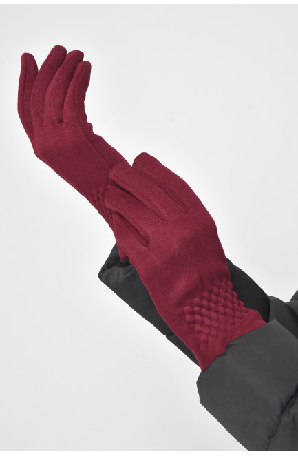Перчатки женские на меху бордового цвета размер 6,5 165096L