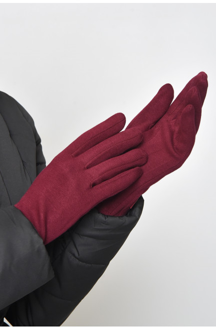 Перчатки женские на меху бордового цвета размер 6,5 165113L