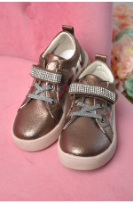 Кросівки дитячі для дівчинки демісезонні коричневого кольору 165340L