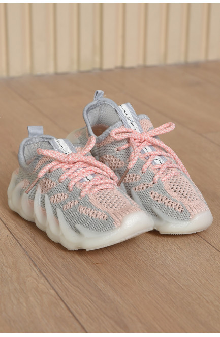 Кросівки дитячі для дівчинки демісезонні сіро-рожевого кольору 165430L