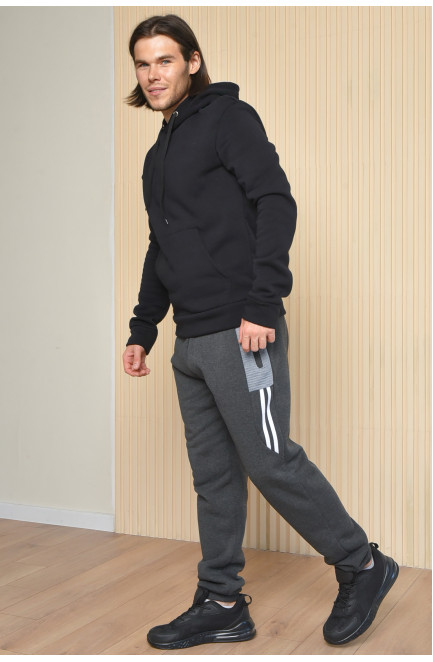 Спортивні штани чоловічі на флісі темно-сірого кольору 165451L