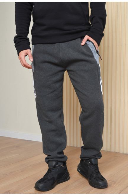 Спортивные штаны мужские на флисе темно-серого цвета 165451L