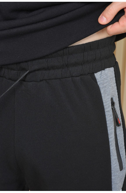 Спортивные штаны мужские на флисе черного цвета 165452L