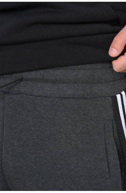 Спортивные штаны мужские на флисе темно-серого цвета 165453L