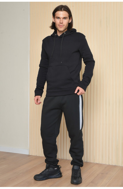Спортивні штани чоловічі на флісі чорного кольору 165454L