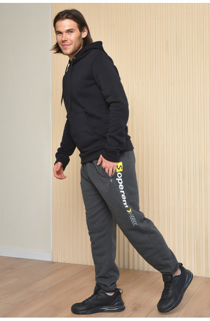 Спортивные штаны мужские на флисе темно-серого цвета 165458L