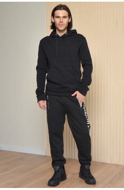 Спортивные штаны мужские на флисе черного цвета 165459L