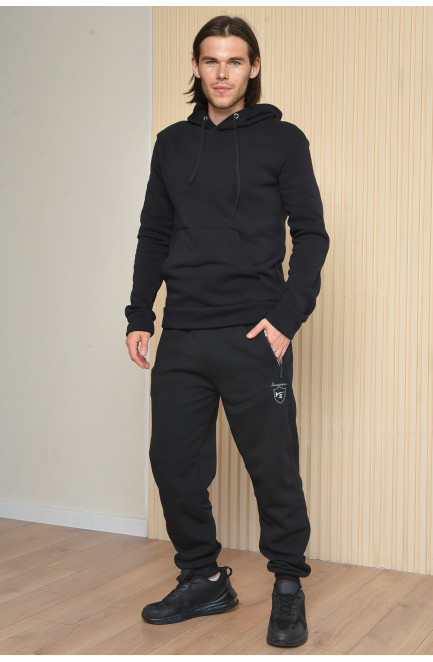 Спортивные штаны мужские на флисе черного цвета 165460L