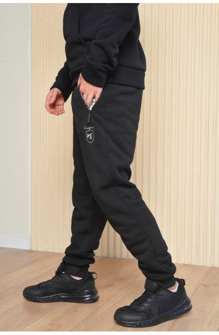 Спортивні штани чоловічі на флісі чорного кольору 165460L