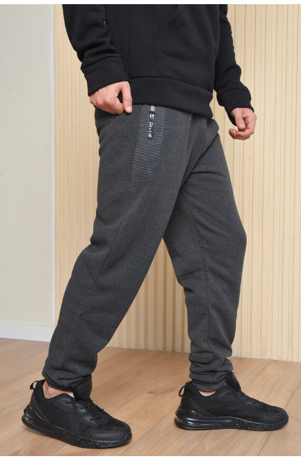 Спортивные штаны мужские на флисе темно-серого цвета 165464L