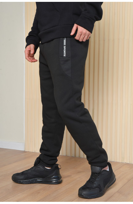 Спортивні штани чоловічі на флісі чорного кольору 165465L
