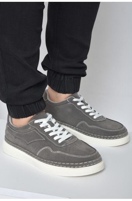 Кросівки чоловічі сірого кольору на шнурівці 165867L