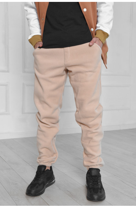 Спортивные штаны мужские флисовые бежевого цвета 165918L