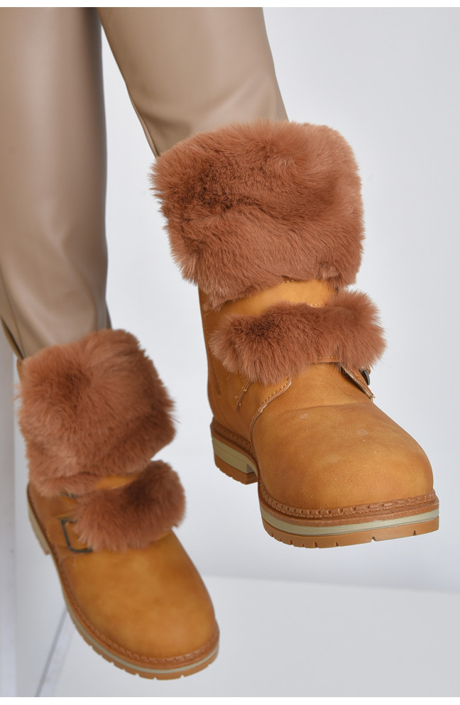 Ботинки женские зима горчичного цвета 166077L